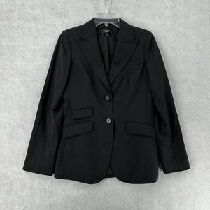 Talbots Blazer‎ Jacket Womans 4 Black Suit Shoulder Pads 2 Button
